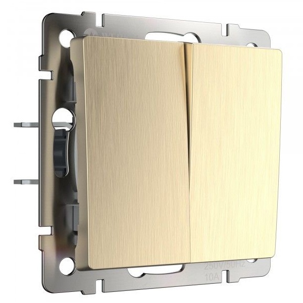 Выключатель двухклавишный проходной Werkel шампань рифленый