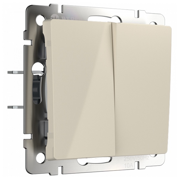 Перекрестный выключатель двухклавишный Werkel слоновая кость (бежевый)