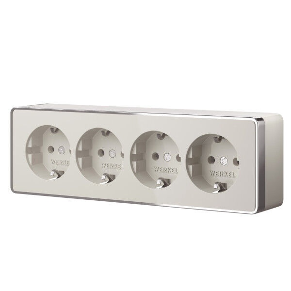 Розетка накладная четверная с заземлением и шторками Werkel Gallant слоновая кость (бежевый)