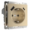 Розетка с заземлением, шторками и USB тип A+C Werkel (шампань рифленый )