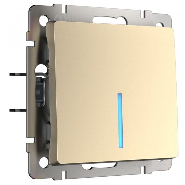 Выключатель одноклавишный с подсветкой Werkel шампань