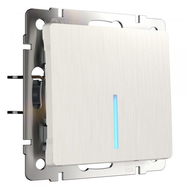 Выключатель одноклавишный с подсветкой Werkel перламутровый рифленый