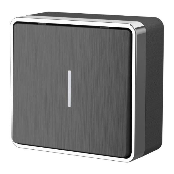 Выключатель накладной одноклавишный с подсветкой Werkel Gallant графит рифленый