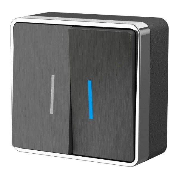 Выключатель накладной двухклавишный с подсветкой Werkel Gallant графит рифленый