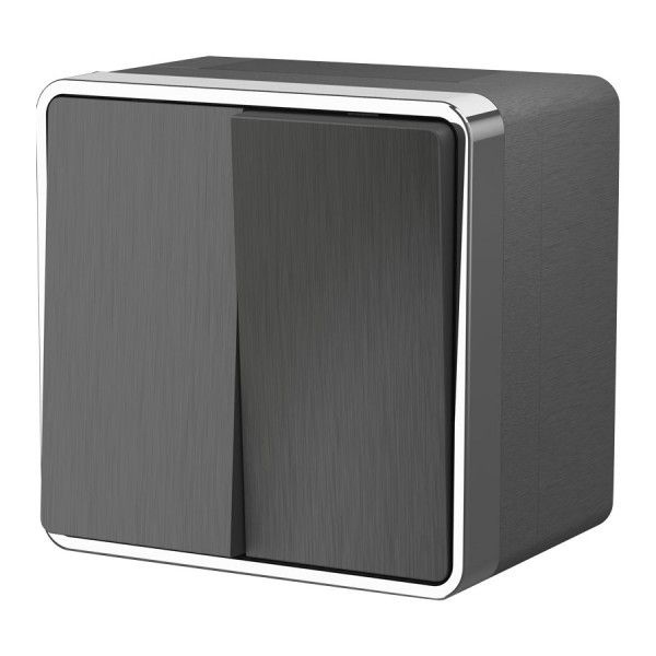 Выключатель накладной двухклавишный влагозащищенный Werkel Gallant графит рифленый