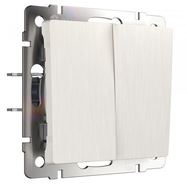 Выключатель двухклавишный проходной Werkel перламутровый рифленый