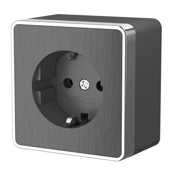Розетка накладная с заземлением Werkel Gallant графит рифленый