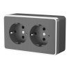 Розетка накладная двойная с заземлением Werkel Gallant графит рифленый