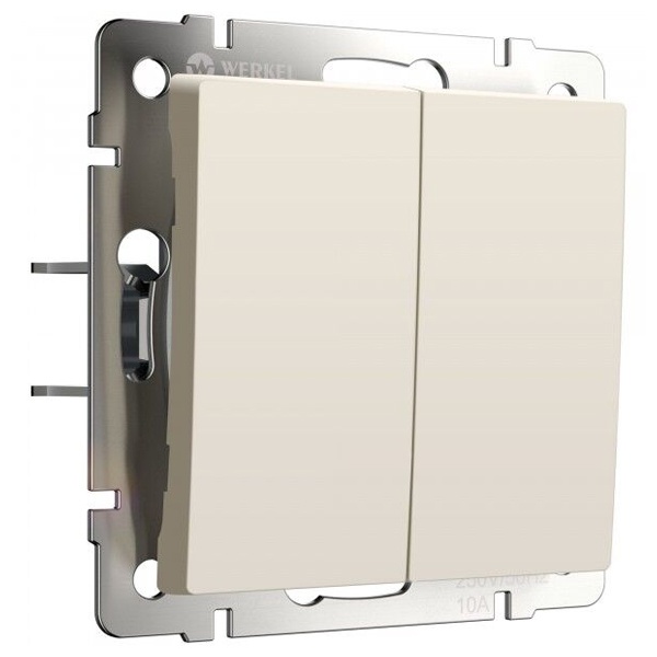 Выключатель двухклавишный с самовозвратом Werkel айвори матовый
