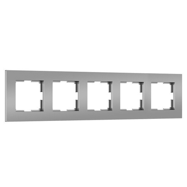 Рамка на 5 постов Werkel Slab серебро софт