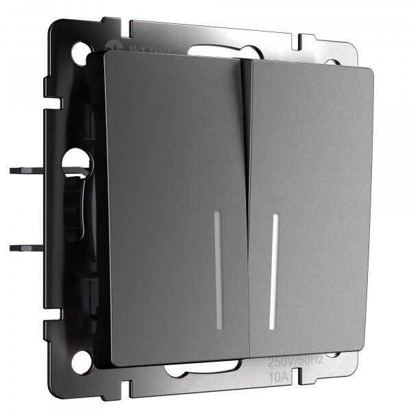 Выключатель двухклавишный с подсветкой Werkel графит матовый