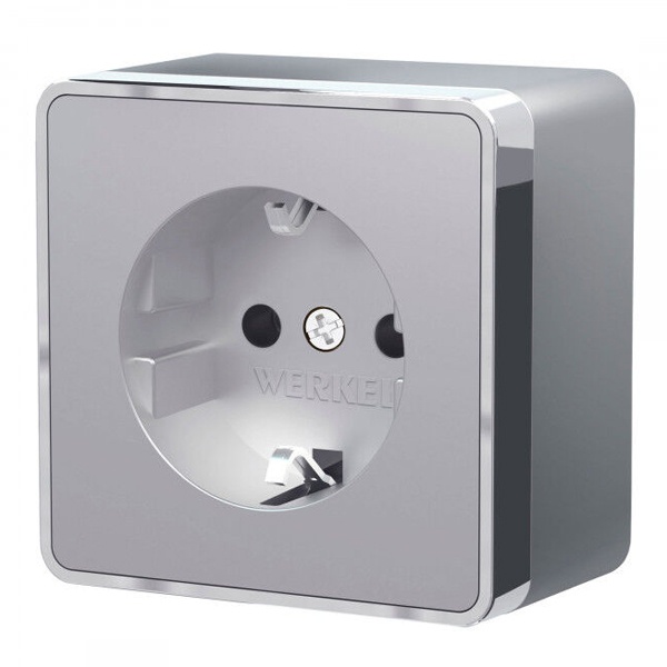 Розетка накладная с заземлением Werkel Gallant серебряный
