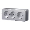 Розетка накладная тройная с заземлением и шторками Werkel Gallant серебряный