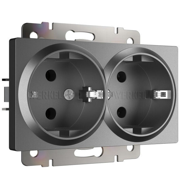 Розетка двойная с заземлением Werkel графит матовый