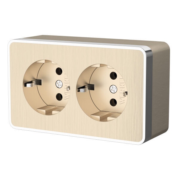 Розетка накладная двойная с заземлением Werkel Gallant шампань рифленый