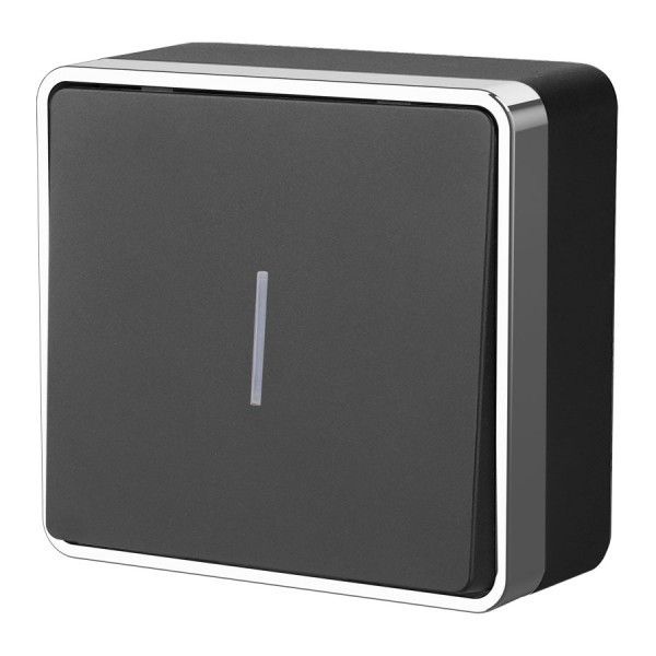 Выключатель накладной одноклавишный с подсветкой Werkel Gallant черный/хром