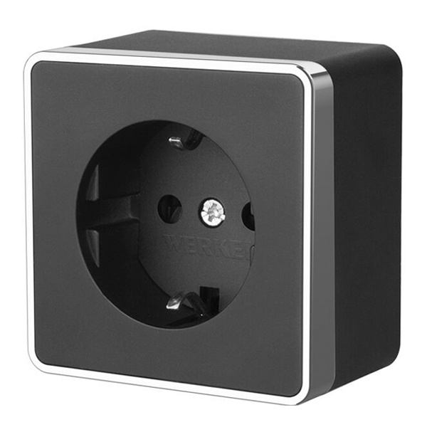 Розетка накладная с заземлением Werkel Gallant черный/хром