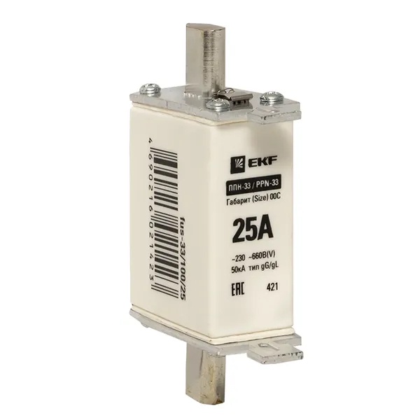 Плавкая вставка EKF ППН-33 100/ 25А габарит 00С