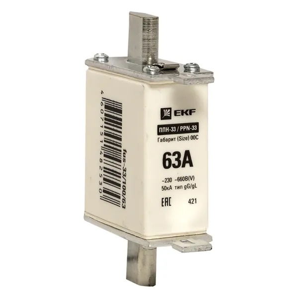 Плавкая вставка EKF ППН-33 100/ 63А габарит 00С