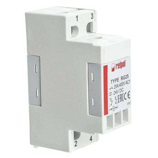 Модульный контактор Relpol RG25-3022-28-1220 25A 2NO AgSnO2 220В DC IP20 1м