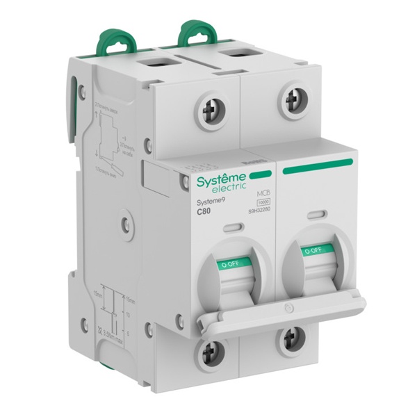 Автоматический выключатель SE Systeme9 С80А 2П 10кА 3м (автомат электрический)