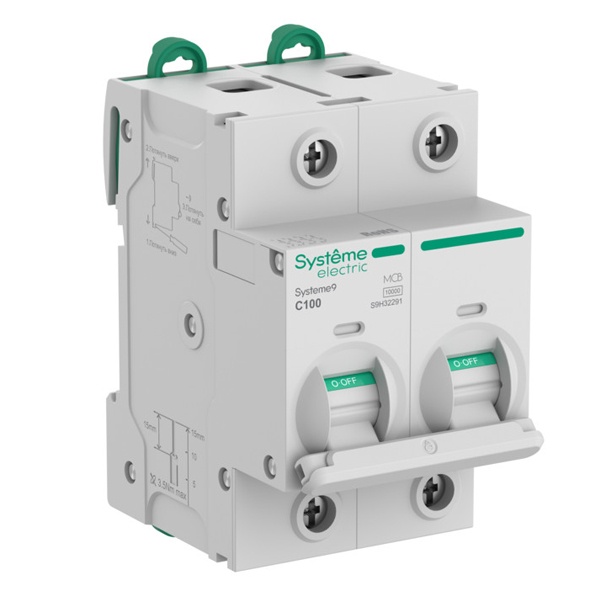 Автоматический выключатель SE Systeme9 С100А 2П 10кА 3м (автомат электрический)