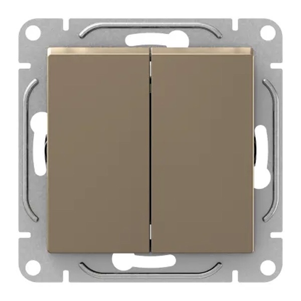 Механизм переключателя 2-клавишного EKF 10А Эпика шампань