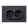 Двойная розетка EKF 2х2P+E 16А с защитными шторками с рамкой Эпика графит