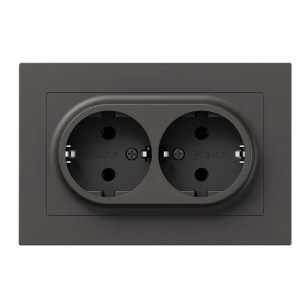 Двойная розетка EKF 2х2P+E 16А с рамкой Эпика мокко