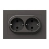 Двойная розетка EKF 2х2P+E 16А с рамкой Эпика мокко