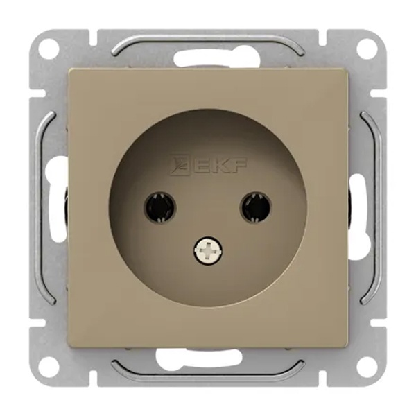 Механизм розетки EKF 2P без заземления 16А с защитными шторками Эпика шампань