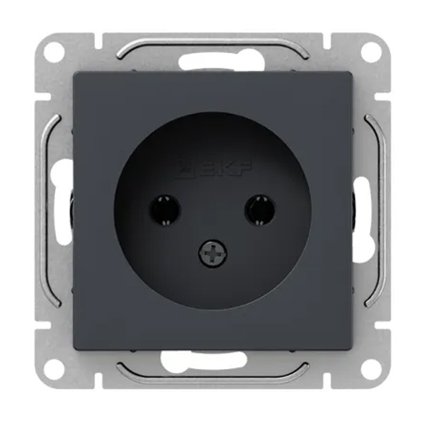 Механизм розетки EKF 2P без заземления 16А Эпика графит
