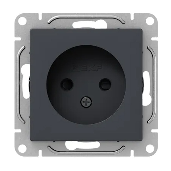 Механизм розетки EKF 2P без заземления 16А с защитными шторками Эпика графит