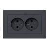 Двойная розетка EKF без заземления 2х2P 16А с рамкой Эпика графит