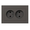 Двойная розетка EKF без заземления 2х2P 16А с рамкой Эпика мокко