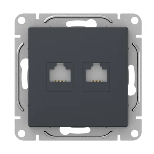 Механизм двойной компьютерной розетки EKF RJ45 кат.5 Эпика графит