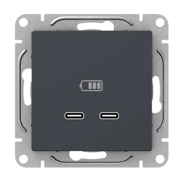 Механизм зарядной розетки EKF 2хUSB тип C Эпика графит