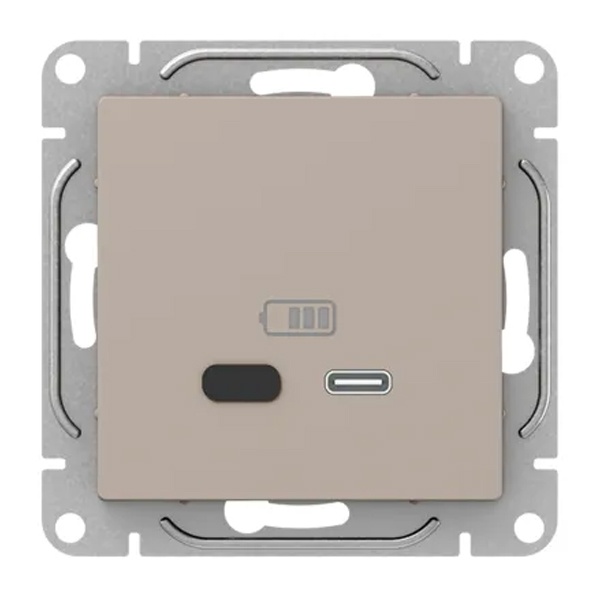 Механизм зарядной розетки EKF USB тип C быстрая зарядка Эпика кремовый