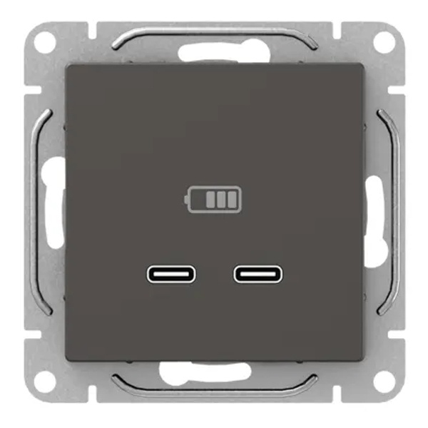 Механизм зарядной розетки EKF 2хUSB тип C Эпика мокко