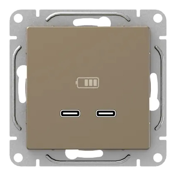 Механизм зарядной розетки EKF 2хUSB тип C Эпика шампань