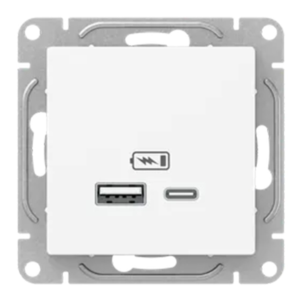 Механизм зарядной розетки EKF USB А и USB C Эпика белый