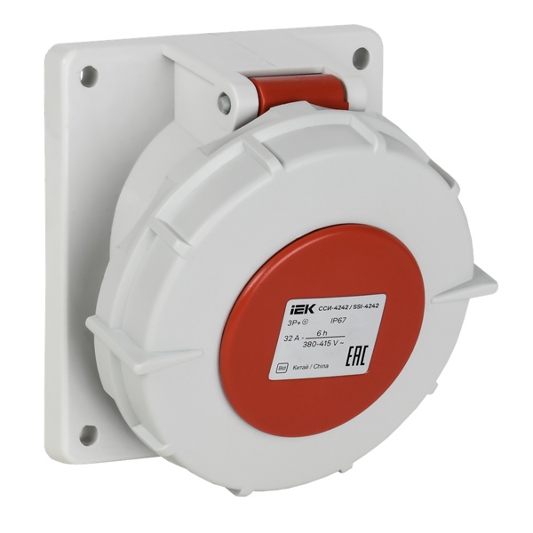 Розетка встраиваемая ИЭК ССИ-4252 32А-6ч/380В 3P+PE+N IP67
