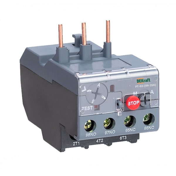 Реле тепловое для контакторов DEKraft КМ-102 09А-25А 4.0А-6.0А