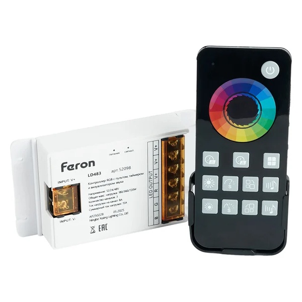 Контроллер RGB для светодиодной ленты LD483 12/24/48V с пультом, таймером и светомузыкой