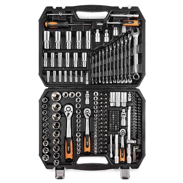 Набор инструментов НАИ-10/216 с торцевыми шестигранными, головками Е-типа и трещоткой 1/2 1/4 3/8