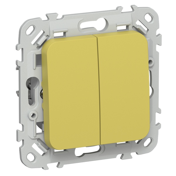Выключатель двухклавишный ИЭК FLITE ВС12-1-0-ФлЖК 10А желтый карри