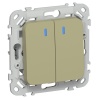 Выключатель двухклавишный с индикацией ИЭК FLITE ВС12-1-1-ФлО 10А оливковый
