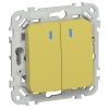 Выключатель двухклавишный с индикацией ИЭК FLITE ВС12-1-1-ФлЖК 10А желтый карри
