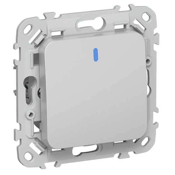 Переключатель одноклавишный с индикацией ИЭК FLITE ВС61-1-1-ФлА 10А алюминий