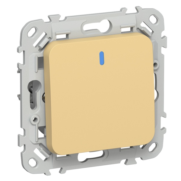Переключатель одноклавишный с индикацией ИЭК FLITE ВС61-1-1-ФлЗ 10А золотарник